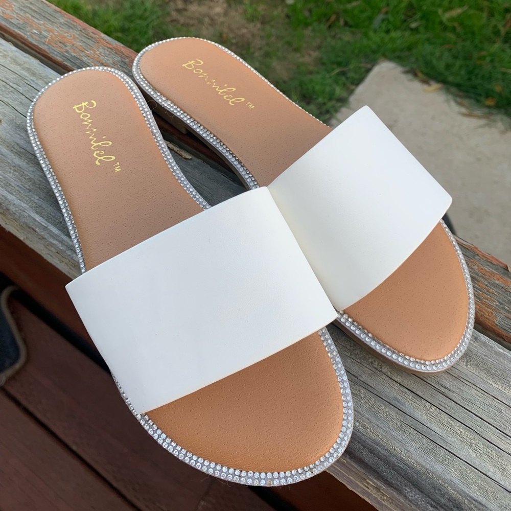 Bonnibel White Slide Sandals
